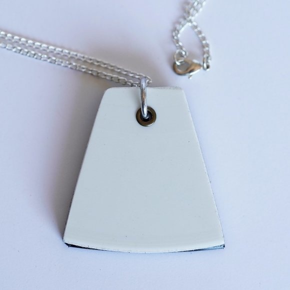 Black Vinyl Record Pendant Cracked w White Vinyl - Picture 3 of 4